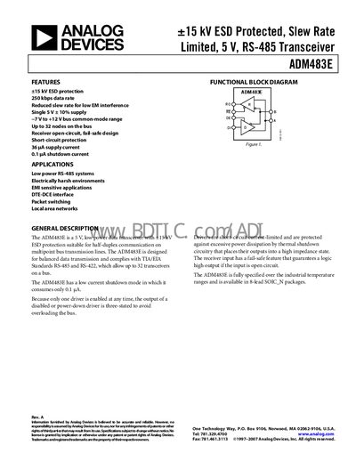 Analog Devices ADM483E Datasheet - cover page