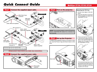 NEC LT156 Projector Quick Connect Guide - cover page