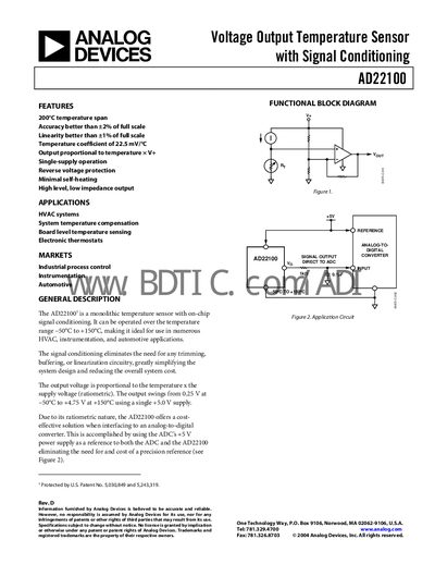 Analog Devices AD22100 Datasheet - cover page