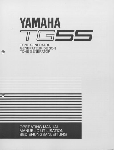 Yamaha TG55 Tone Generator Operating Manual