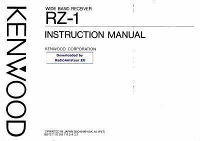 Kenwood RZ-1 Wide Band Receiver Instruction Manual - cover page