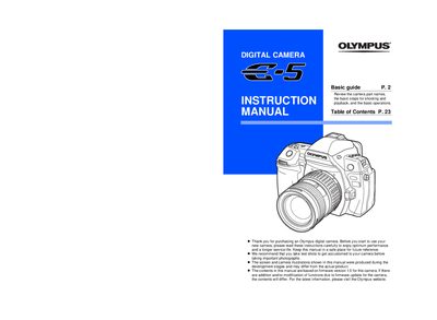 Olympus E-5 Digital Camera Basic Guide - cover page