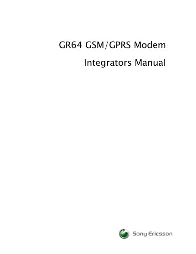 sony ericsson GR64 GSM/GPRS Modem integrators Manual - cover page