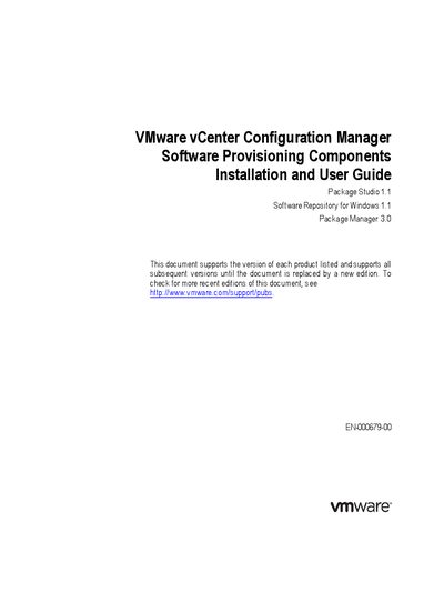 VMware vCenter Configuration Manager Software Provisioning Components Installation and User's Guide - cover page