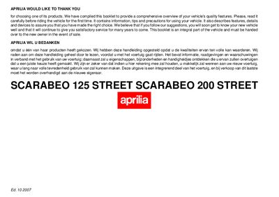 aprilia 852935 Scarabeo Street 125-200 UK-NL MY 2006 Manual