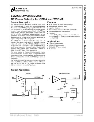 National Semiconductor LMV225/LMV226/LMV228 Datasheet - cover page