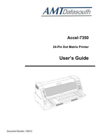 AMT Datasouth Accel-7350 24-Pin Dot Matrix Printer User Guide - cover page