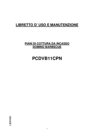 Domino Barbecue PCDVB11CPN Built‑in Cooking Hob User Manual - cover page