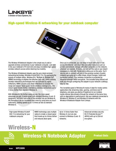 Linksys WPC300N Wireless-N Notebook Adapter User Manual - cover page