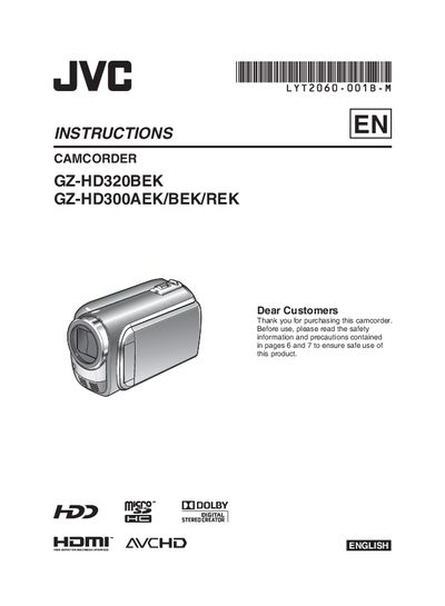 JVC GZ-HD320BEK GZ-HD300AEK/BEK/REK Manual - cover page