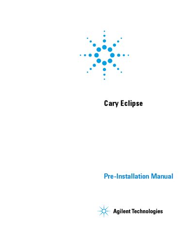 Agilent Cary Eclipse Pre-Installation Manual - cover page