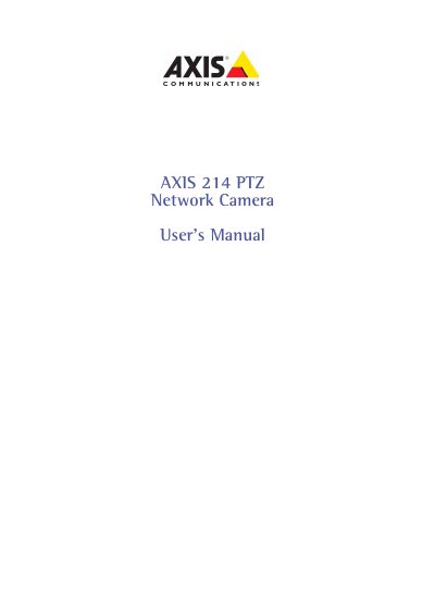 Axis 214 PTZ Network Camera User Manual - cover page