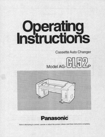 Panasonic AGCL52P Manual - cover page