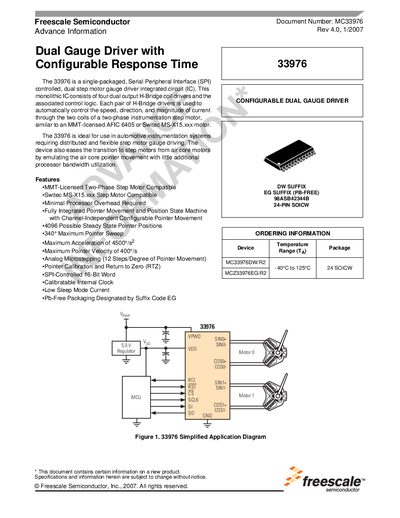 Freescale MC33976 Dual Gauge Driver Datasheet - cover page