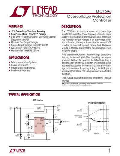 Linear Technology LTC1696 Datasheet - cover page