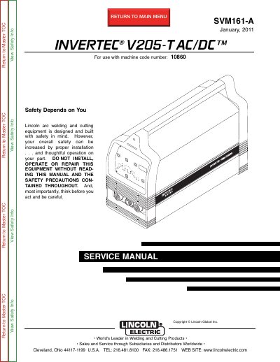Lincoln Electric V205-T AC/DC Service Manual - cover page