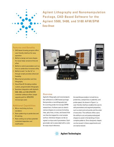 Agilent 5500/5400/5100 AFM/SPM Lithography Software Data Sheet - cover page