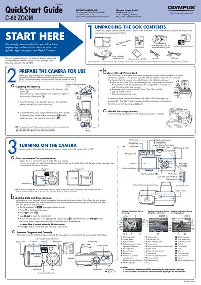 Olympus C-60 Zoom Digital Camera Quick Start Guide