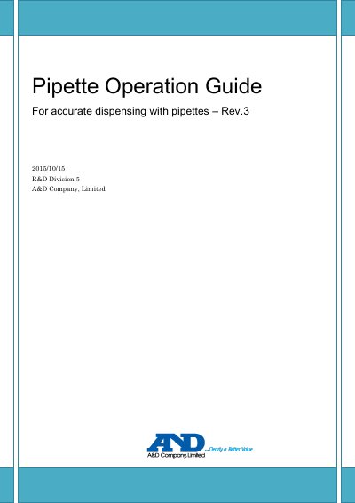A&D MPA Series Electronic Pipette Operation Guide