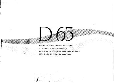 Yamaha D-65 Electone Owner's Manual - cover page