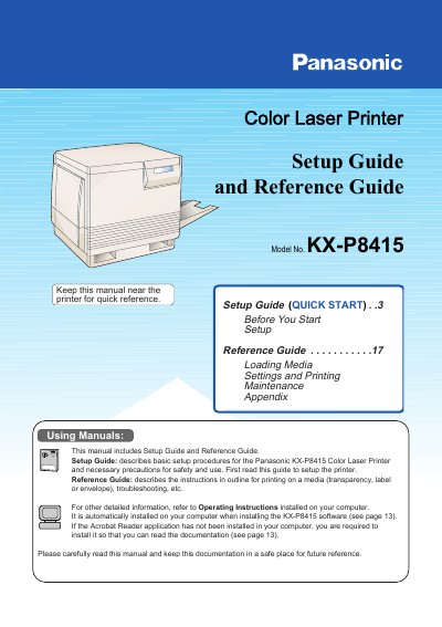 Panasonic 8415GUID guide - cover page