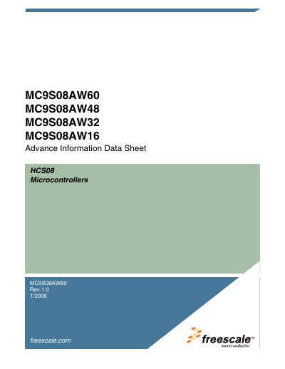 FREESCALE MC9S08AW60 MC9S08AW48 MC9S08AW32 MC9S08AW16 handbook - cover page