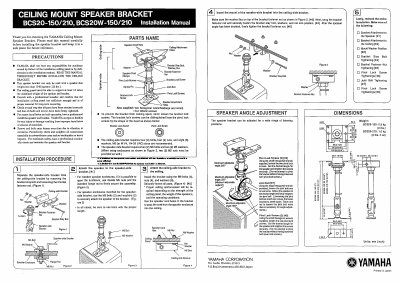 YAMAHA BCS20-150/210 BCS20W-150/210 Installation manual - cover page