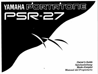 Yamaha PSR-27 PortaTone Owner's Guide - cover page