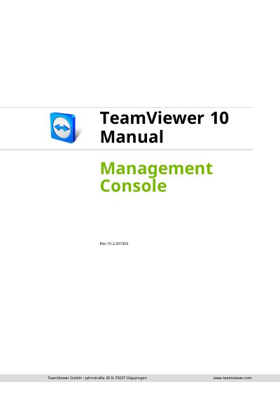 TeamViewer 10 Management Console User Guide - cover page