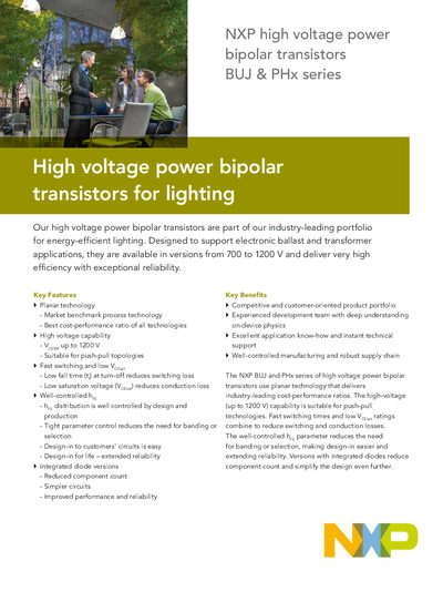 NXP BUJ & PHx Series High Voltage Power Bipolar Transistors Application Note - cover page