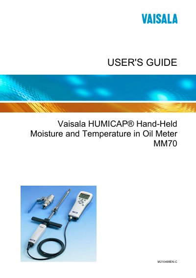 Vaisala MM70 User Guide - cover page
