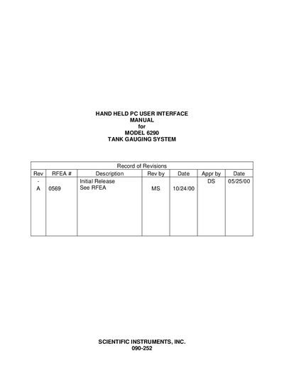 SCIENTIFIC INSTRUMENTS 6290_090-252A hand-held PC repair manual - cover page