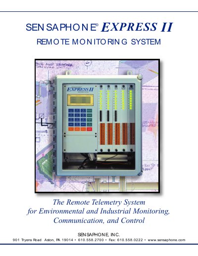 Sensaphone EXPRESS II Remote Monitoring System Product Brochure - cover page