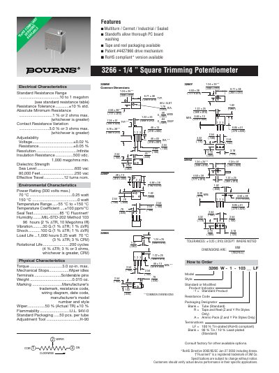BOURNS 3266 - 1/4 Square Trimming Potentiometer1