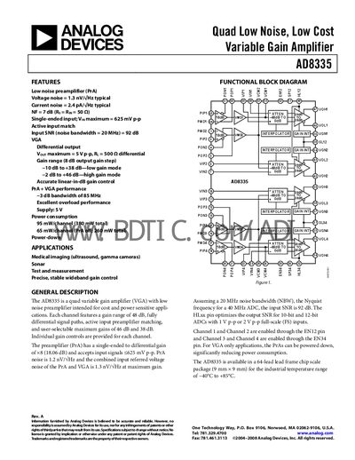 Analog Devices AD8335 Datasheet - cover page