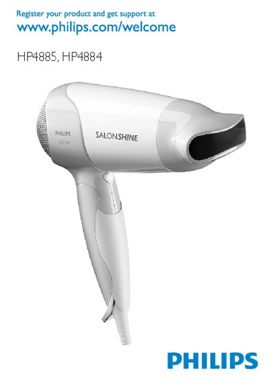 Philips HP4885/HP4884 Hair Dryer User Manual