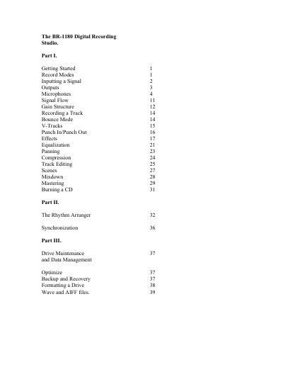 Boss BR-1180 Digital Recording Studio User Manual - cover page