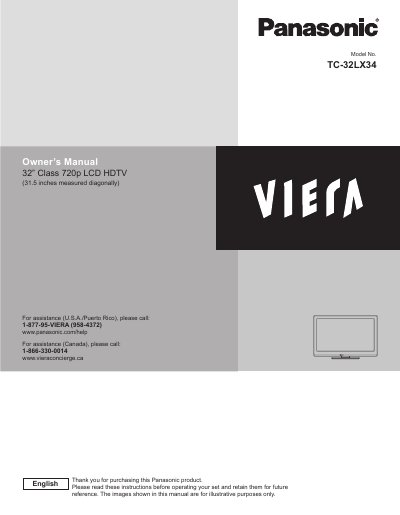 Panasonic TC-32LX34 32" Class 720p LCD HDTV User Manual - cover page