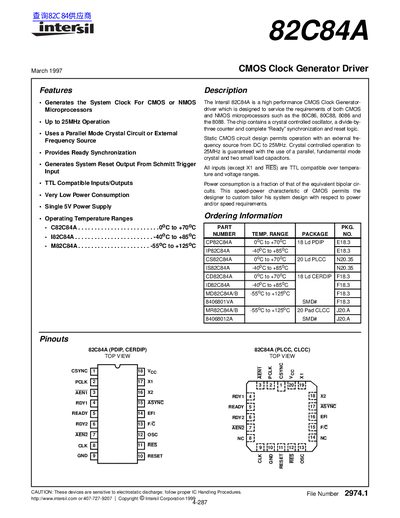 intersil 82C84A handbook - cover page