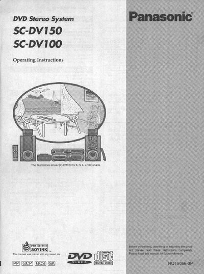 Panasonic SC-DV150 DVD Stereo System Operating Instructions - cover page