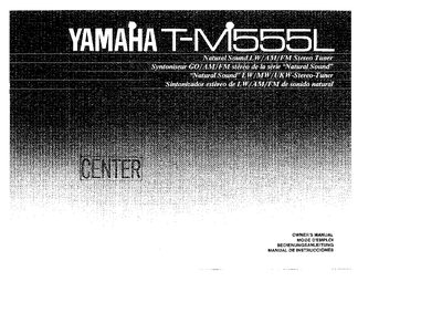 Yamaha T-M555L LW/AM/FM Stereo Tuner Owner's Manual - cover page