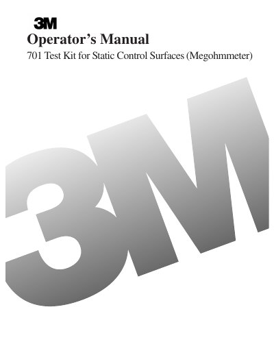 3M 701 Test Kit for Static Control Surfaces Megohmmeter Operator Manual - cover page