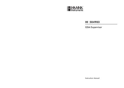 Hanna Instruments HI504903 GSM Supervisor Instruction Manual - cover page