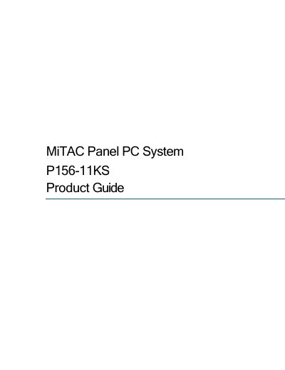 MiTAC P156-11KS Panel PC Product Guide - cover page
