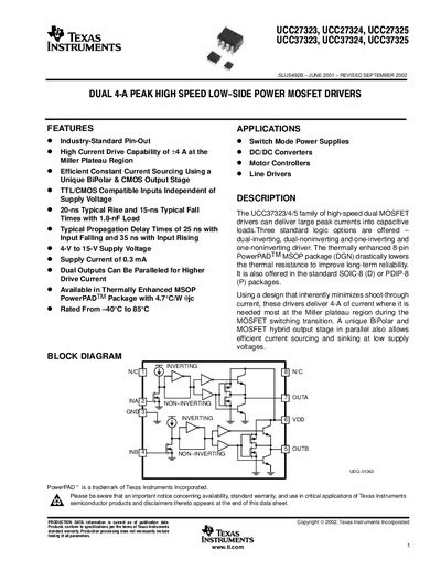 Texas Instruments UCC27323/UCC27324/UCC27325 Datasheet - cover page