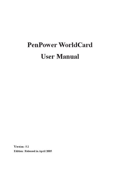 PenPower WorldCard User Manual