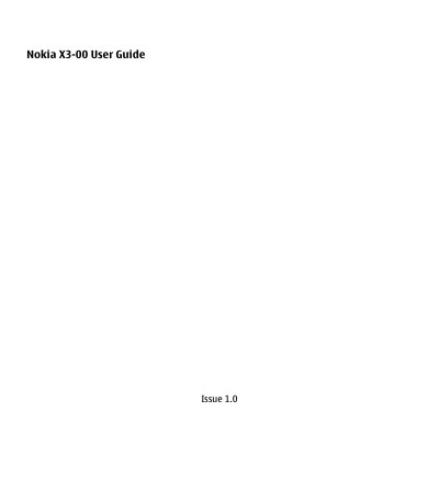 Nokia X3-00 User Guide - cover page