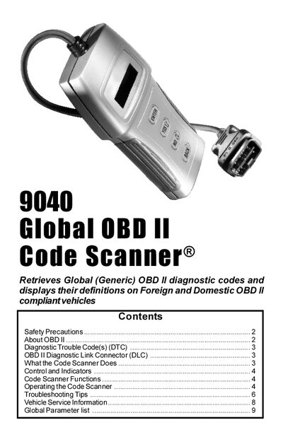 9040 Global OBD II Code Scanner User Manual