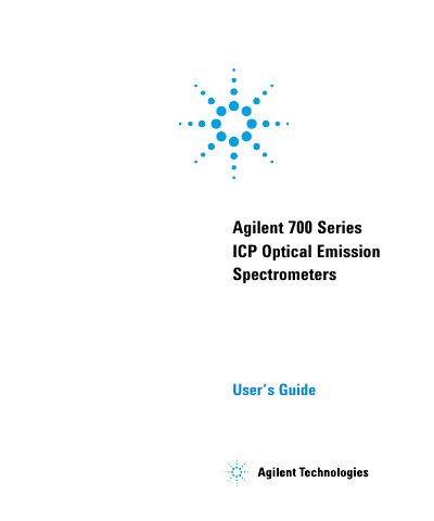 Agilent 700 Series ICP Optical Emission Spectrometers User's Guide