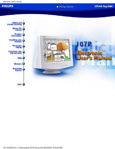 PHILIPS 107X display Manual - cover page